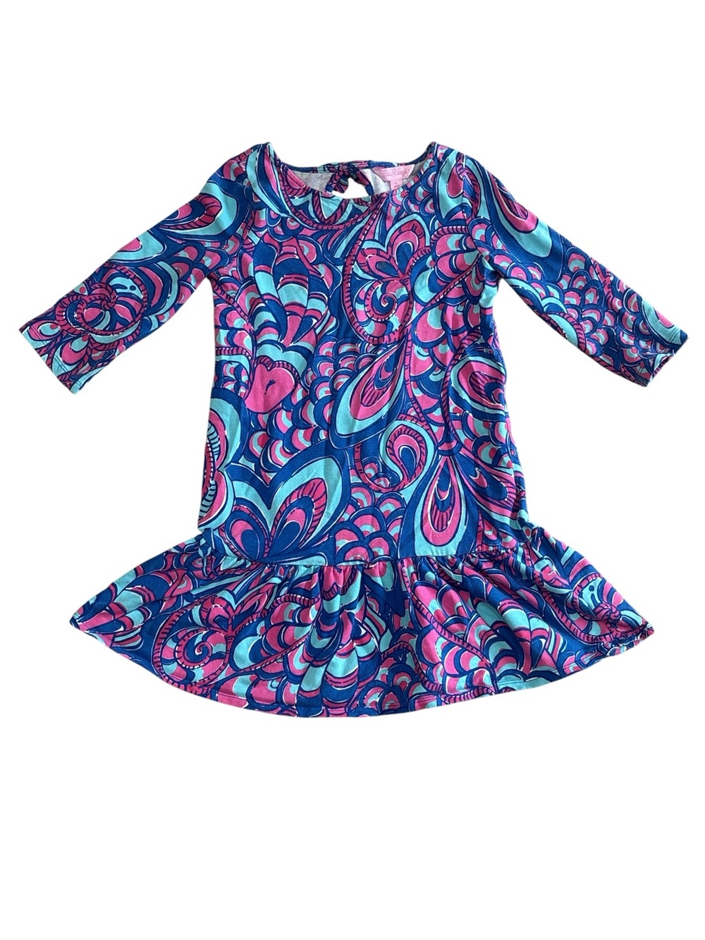 Lilly Pulitzer Girls Blue Pink Teal Paisley Dress